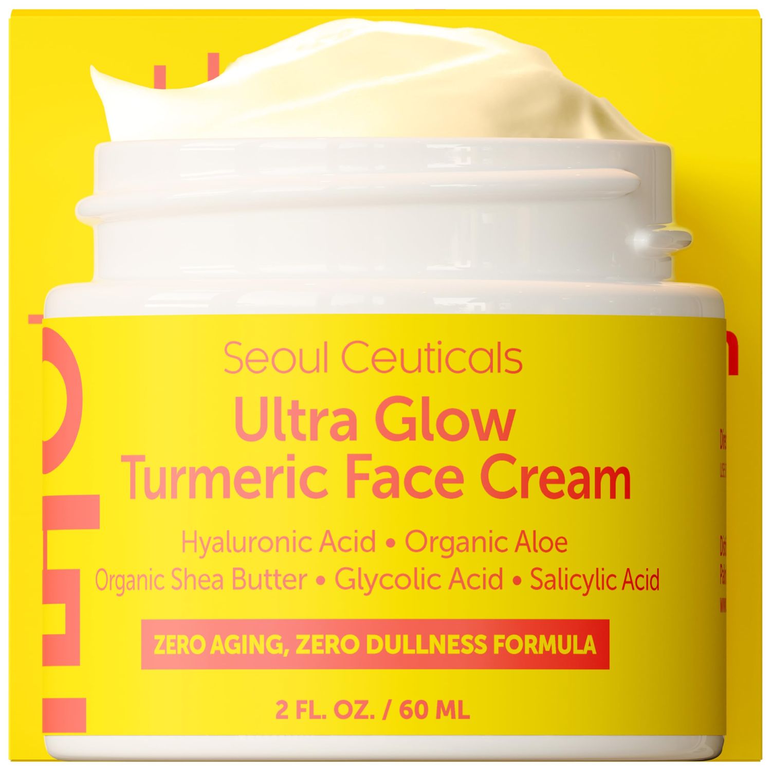 SeoulCeuticals Korean Skin Care Turmeric Cream - Korean Face Moisturizer for Dull Dry Skin - Korean Beauty Skincare K Beauty for Glowing Skin 2oz