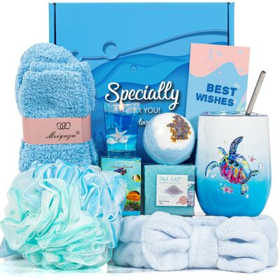 Ocean Gifts Self Care Package for Women, Ocean Spa Gifts for Sea Turtle Lovers, Ocean Beach Theme Relaxing Spa Bath Gift for Her Sister Friends Mom Thinking of You Birthday Christmas