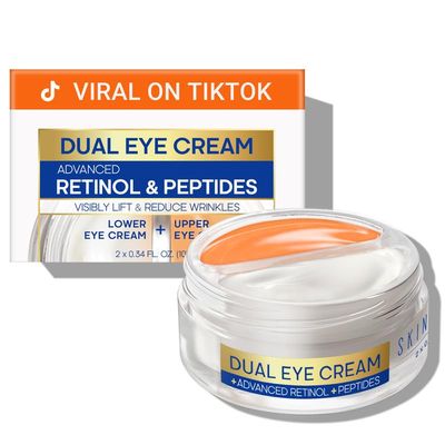 SKIN ULTIMA Dual Eye Cream with Advanced Retinol, Peptides, Caffeine for Puffy Eyes and Dark Circles, Wrinkles, Anti Aging, Under Eye Bags Treatment, Instant Tightener, Fragrance Free, 0.68 OZ