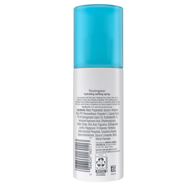 Neutrogena Hydro Boost Hydrating Makeup Setting Spray with Hyaluronic Acid, Longwear Makeup Setting Facial Mist for Smooth, Glowing, Dewy Skin, Non-Comedogenic &amp; Hypoallergenic, 3.4 fl. oz