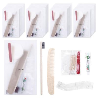 Hygiene Kit, Hygiene Kit Bulk, Travel Hygiene Kit With Toothbrush, Toothpaste, Care Package, Comb, Shower Cap, Individually Packed, Suitable For Hotel, Home, Camping, Travel (50-PACK)