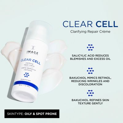 IMAGE Skincare, CLEAR CELL Clarifying Repair Crme, Facial Night Cream Gel Moisturizer for Oily Prone Skin, 1.7 oz