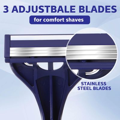 Wovnet 100 Pcs 3-blade Disposable Razors for Men Bulk Comfort Men's Disposable Razors Navy Blue Disposable Razor Disposable Head Razor for Sensitive Skin Razor Kit for Men