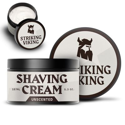 Striking Viking Shaving Cream 5.3 oz- Shave Cream for Men - Sensitive Skin Friendly Shave Cream - Men&#39;s Shaving Cream - Shaving Cream for Men (5.3 Oz, Unscented)