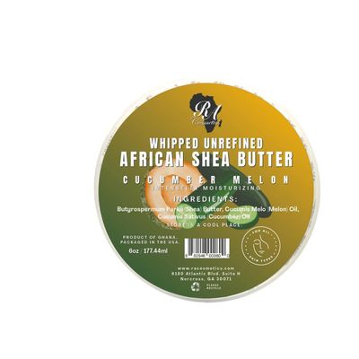 RA COSMETICS Whipped Shea Butter Cucumber-Melon - 6oz | 100% Pure &amp; Natural African Shea Butter for Men &amp; Women - Ultimate Handcrafted Moisturizer with Essential Vitamins for Radiant Skin
