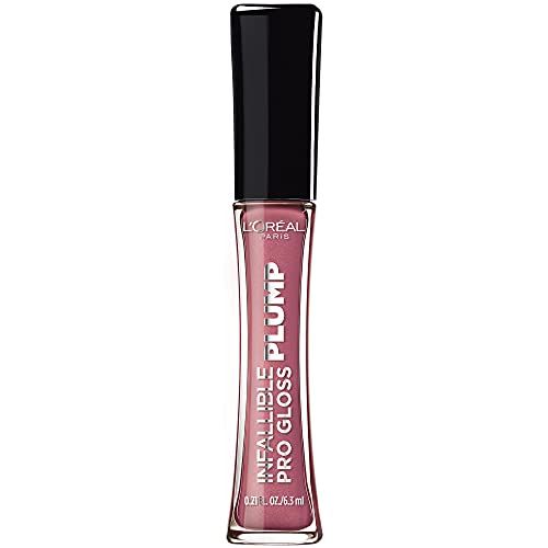 L&#39;Oreal Paris Infallible Pro Gloss Plump Lip Gloss with Hyaluronic Acid, Long Lasting Plumping Shine, Lips Look Instantly Fuller and More Plump, Mauve Glow , 0.21 fl. oz.