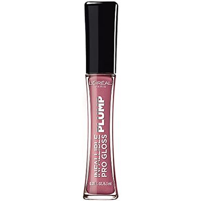 L&#39;Oreal Paris Infallible Pro Gloss Plump Lip Gloss with Hyaluronic Acid, Long Lasting Plumping Shine, Lips Look Instantly Fuller and More Plump, Mauve Glow , 0.21 fl. oz.