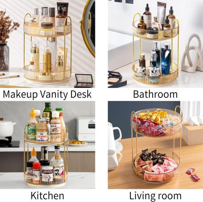 nohozi 360 Rotating Makeup Organizer2 Tier Skin Care OrganizerLarge Capacity Skincare Make Up Storage Perfume Organizers for Bathroom Counter, Cosmetic Lipstick Dresser Organizer