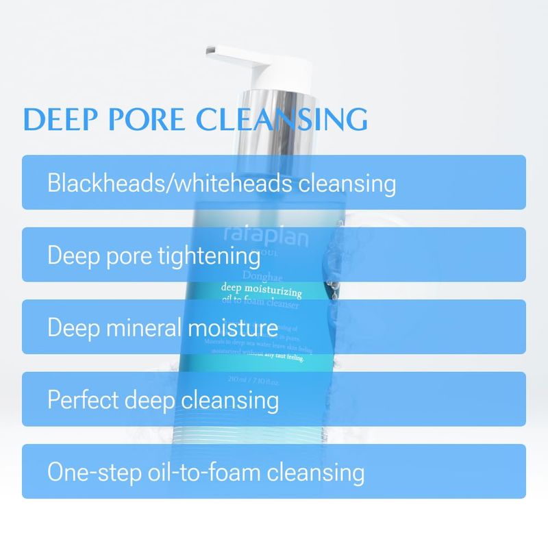RATAPLAN Donghae deep moisturizing oil to foam cleanser - Double Cleanser, Daily Makeup Blackhead Remover, Oil Cleanser for Face, Korean Facial Cleanser, Korean Skincare 7.10 fl oz