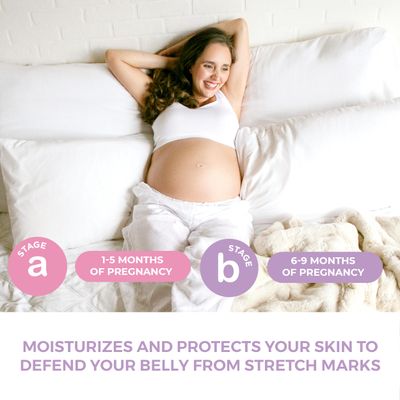 Leska Pregnancy Stages A &amp; B Set | Belly Lotion, Belly Oil, Stretch Mark Defense Cream &amp; Belly Butter | Pregnant Mom Months 1-9 | Part of Complete 3-Part Pregnancy Skincare System (Set of 4, 4-4.93oz)