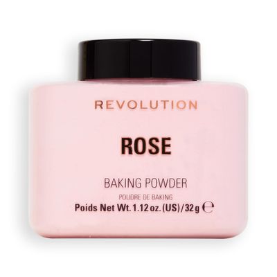 Revolution Beauty, Loose Baking Powder, Makeup Setting Powder, Long Lasting Coverage, Mattifies &amp; Reduces Shine, Rose, 1.13 Oz