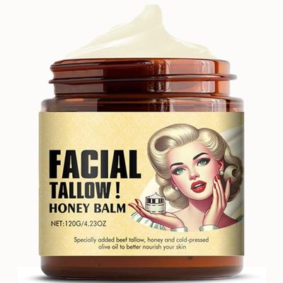 Whipped Beef Tallow &amp; Honey Balm - 120g, Unscented Organic Face &amp; Body Moisturizer, Grass-Fed, Nourishing Skin Lotion for Dry Skin, Lip Balm, Skin Care