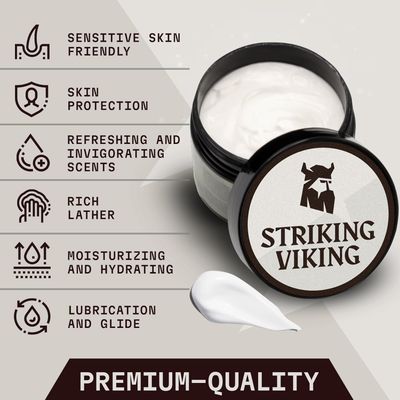 Striking Viking Shaving Cream 5.3 oz- Shave Cream for Men - Sensitive Skin Friendly Shave Cream - Men's Shaving Cream - Shaving Cream for Men (5.3 Oz, Unscented)