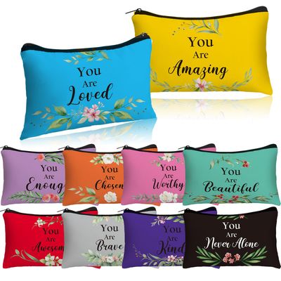 Hillban 10 Pcs Cosmetic Bag for Women Valentine Gifts Employee Appreciation Week Gifts Christian Bible Verse Makeup Bags Inspirational Religious You Are Amazing Bag for Women&#39;s Day(Fresh,Colorful)