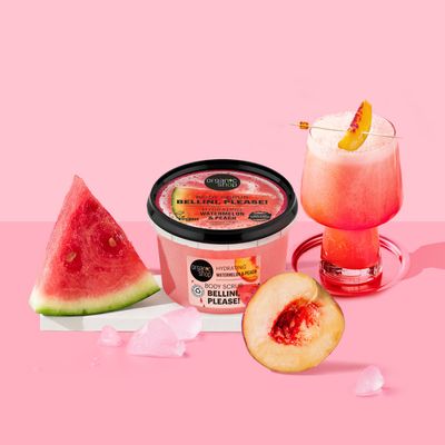 Organic Shop Watermelon &amp; Peach, Hydration &amp; Exfoliating Body Scrub, 100% Vegan &amp; Organic, Daily Exfoliant, Detox &amp; Moisturizer, Body, Face, Hand &amp; Foot, Intensive Care &amp; Skin Toning. 250ml.