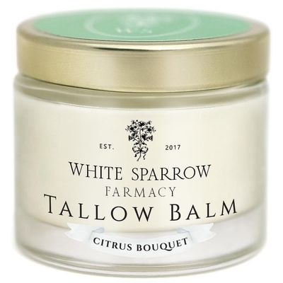 White Sparrow Farmacy Organic Grass Fed Tallow Balm - (Citrus Bouquet) Organic Tallow from Grass Fed Cows &amp; All Organic ingredients. For Face and Body. (2.0 oz)