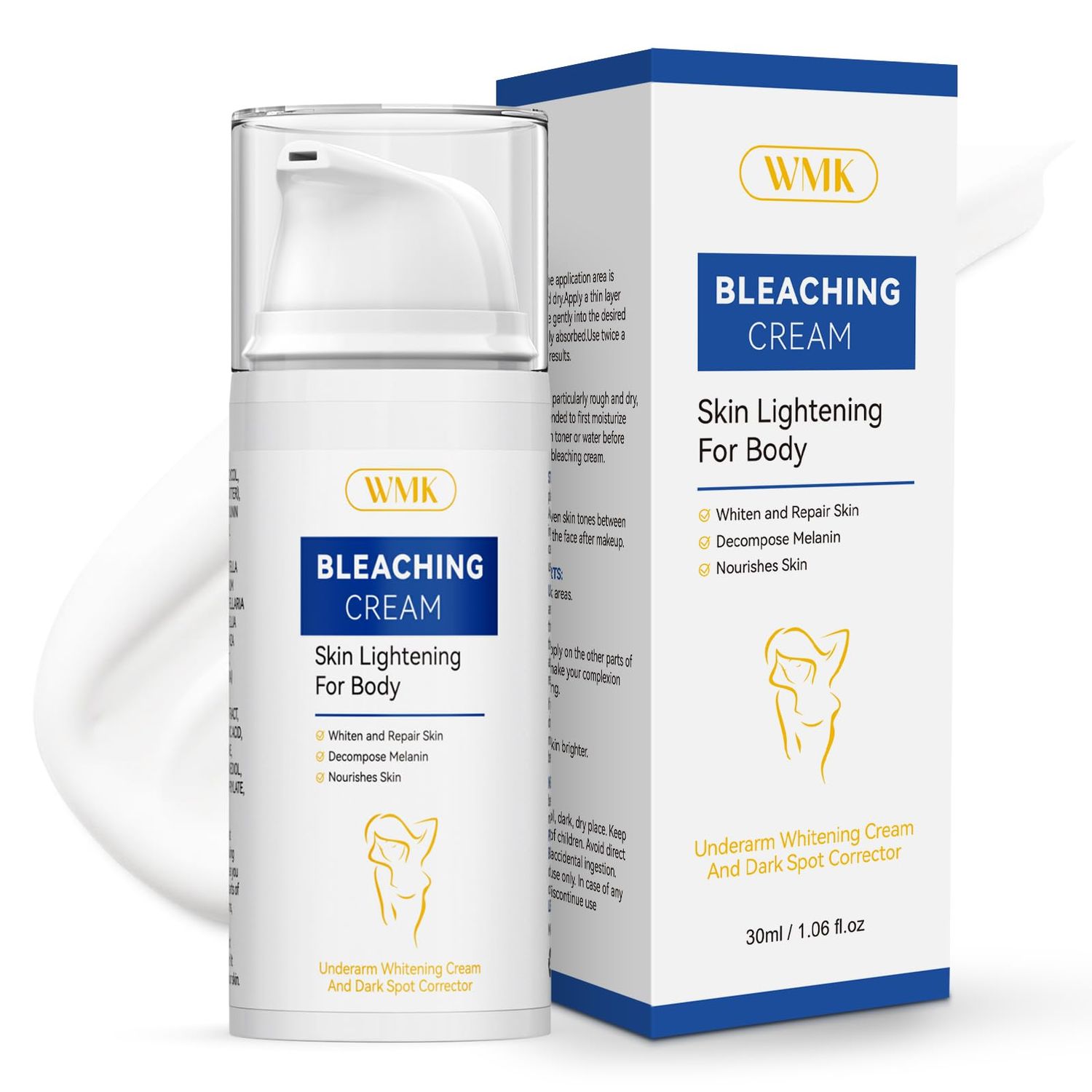WMK Skin Lightening Cream for Intimate Areas - Vitamin C Dark Spot Remover for Underarms, Knees, Elbows &amp; Bikini Line