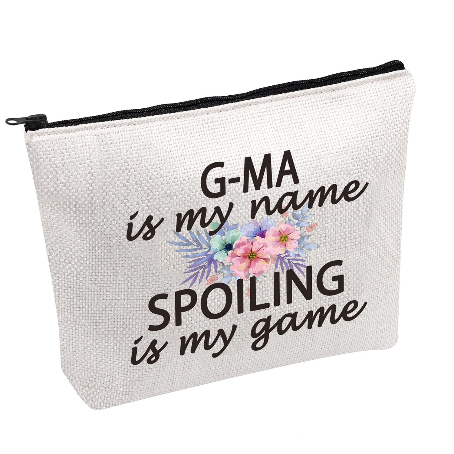 PWHAOO Grandma G-ma Gift G-ma Is My Name Spoiling Is My Game Best G-ma Ever Cosmetic Make Up Storage Bag Gift (G-ma Bag)