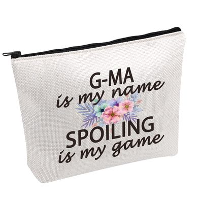 PWHAOO Grandma G-ma Gift G-ma Is My Name Spoiling Is My Game Best G-ma Ever Cosmetic Make Up Storage Bag Gift (G-ma Bag)