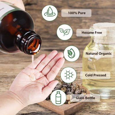 MMPANG Organic Castor Oil, USDA Certified, 100% Pure, Cold-Pressed, Hexane Free, Unrefined for Hair Growth, Thicker Lashes, Eyebrows & Moisturizes Skin (Glass Bottle 8.45 OZ)
