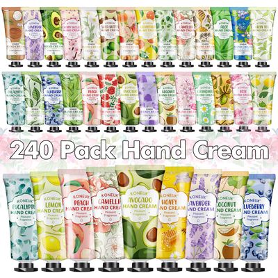 KONEUK 240 Pack Hand Cream Gifts Set For Women, Christmas Stocking Stuffers Gifts, Thank You Gifts, Wedding Welcome Bag Stuffers, Bulk Hand Lotion Travel Size for Dry Cracked Hands