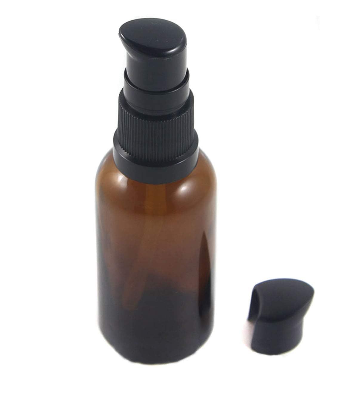 TUPWEL 2PCS Upscale Amber Glass Refillable Pump Press Lotion Bottles Container Jars Pot For Makeup Foundations Cosmetic Skin Care Cream Emulsion Essential Oils(100ml / 3.4oz)