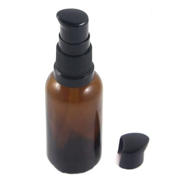 TUPWEL 2PCS Upscale Amber Glass Refillable Pump Press Lotion Bottles Container Jars Pot For Makeup Foundations Cosmetic Skin Care Cream Emulsion Essential Oils(100ml / 3.4oz)