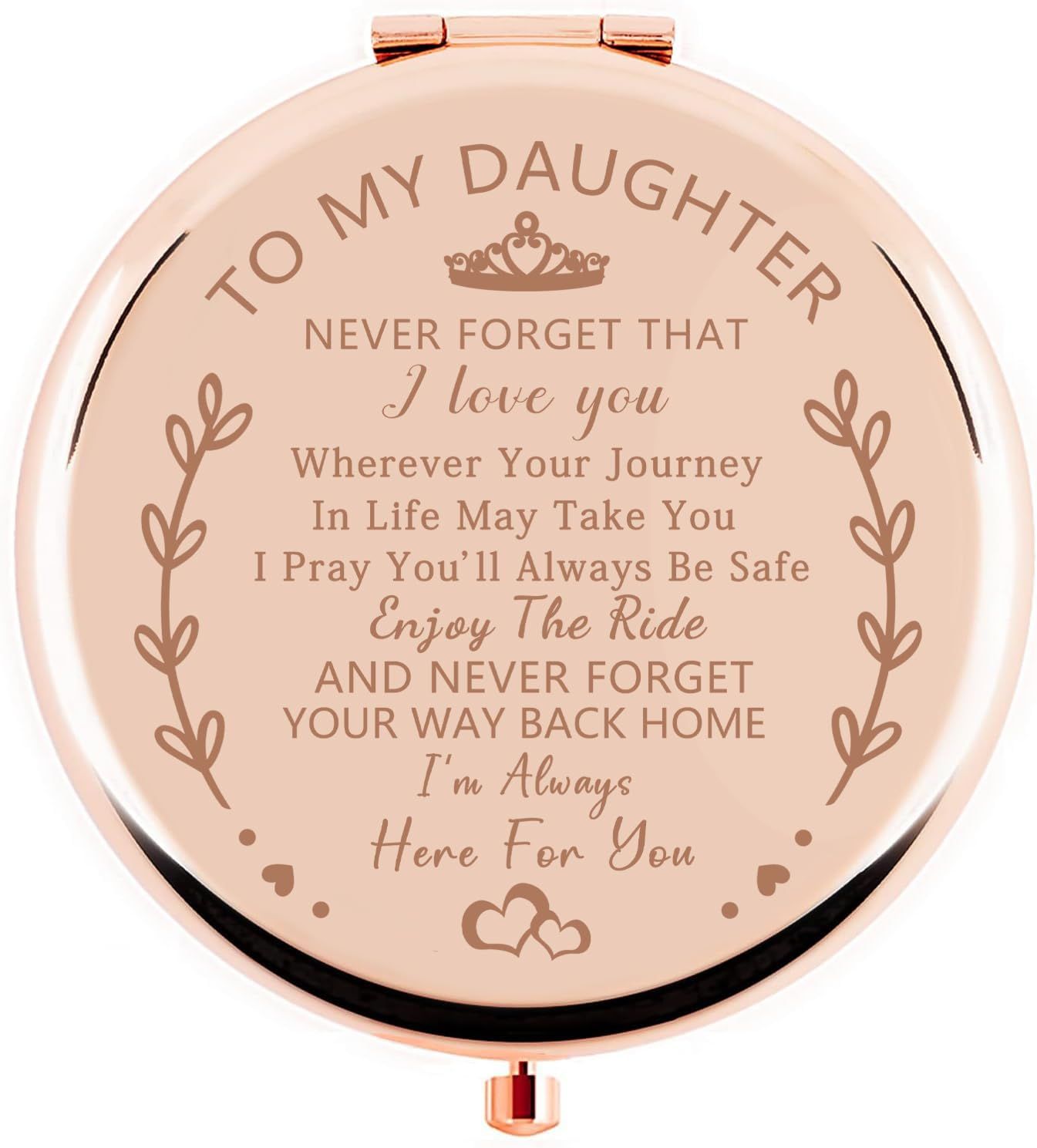 Sanamuo Daughter Gifts Compact Mirror for Daughter Gifts from Mom Dad, Birthday Gift for Daughter, Valentine&#39;s Day Graduation Wedding Anniversary (Rose Gold)