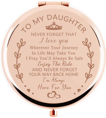 Sanamuo Daughter Gifts Compact Mirror for Daughter Gifts from Mom Dad, Birthday Gift for Daughter, Valentine&#39;s Day Graduation Wedding Anniversary (Rose Gold)