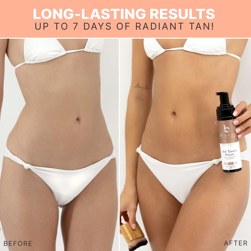 Self Tanner Mousse - USA Made with Natural &amp; Organic Ingredients, Self Tanning Mousse for Dark Fake Tan, Sunless Tanner, Clear &amp; Non Toxic Tanning Foam for Streak Free Finish, No Nasty Smell