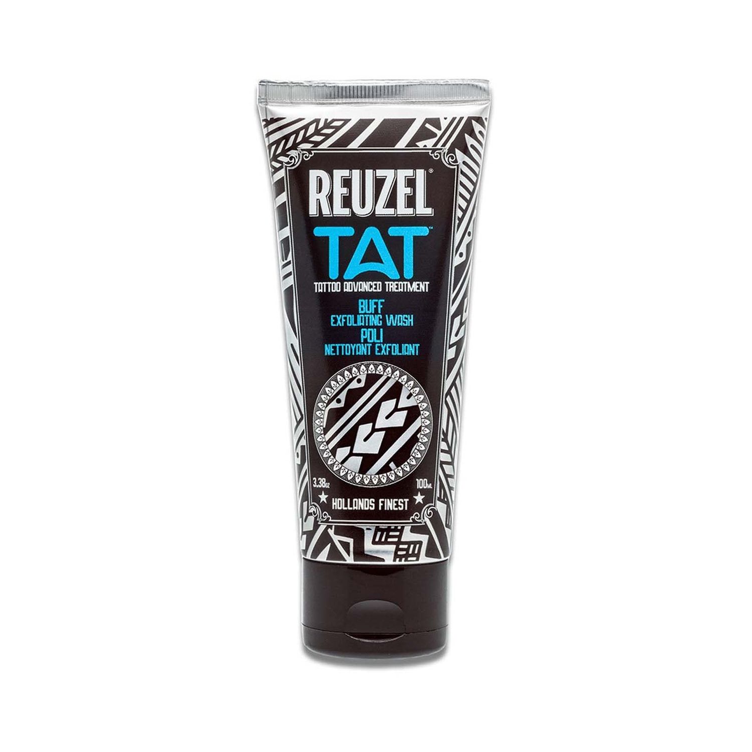 REUZEL Buff Exfoliating Wash, Gentle Tattoo Cleanser Scrub, Brightens, Smooths, Reveals Definition and Color, Non-Damaging, Vegan Formula, 3.38 oz