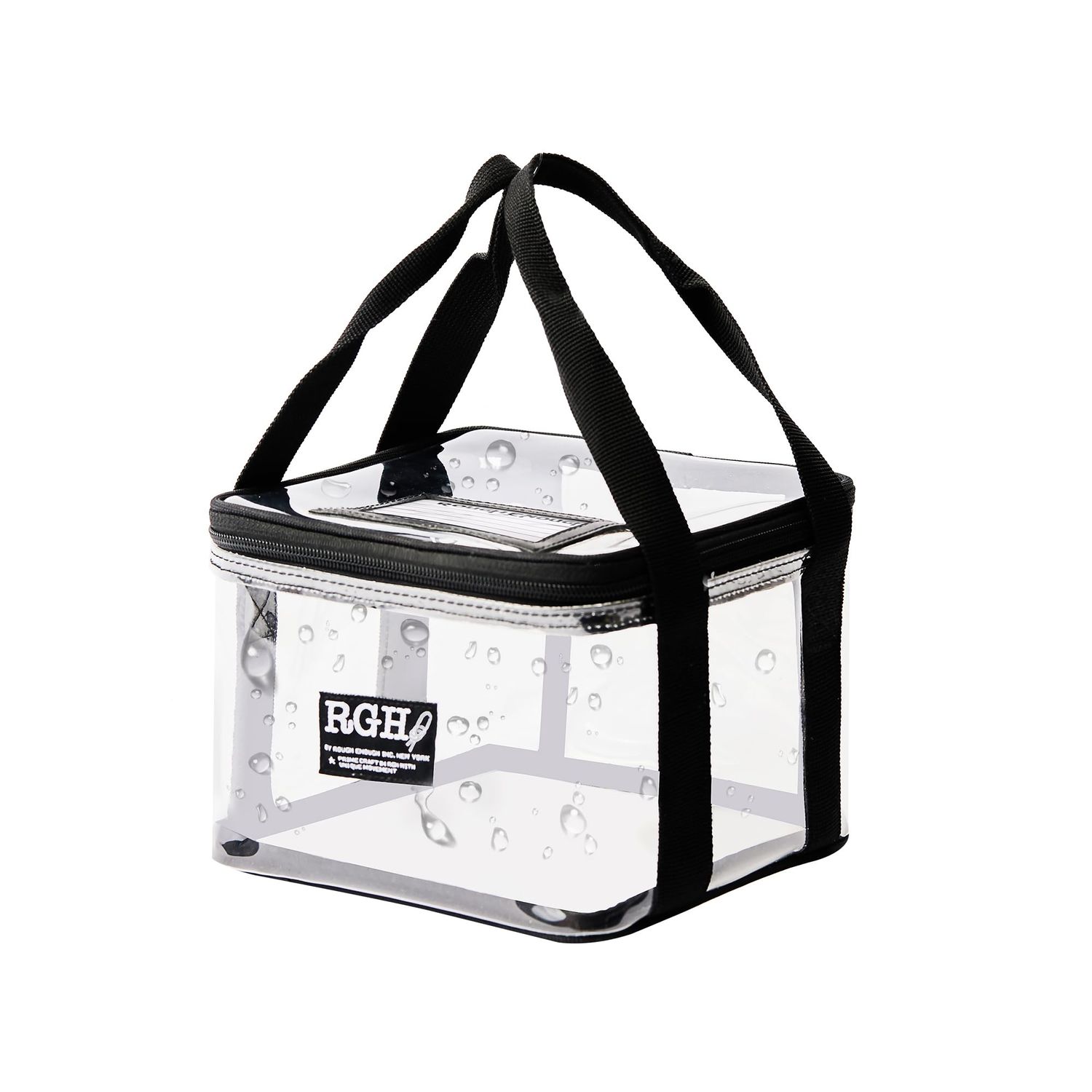 Rough Enough Clear Makeup Bag Travel Toiletry Bag Cosmetic Organizer Case with Zipper Portable Handle for Skin Care Travel Essentials Storage Leakproof Black