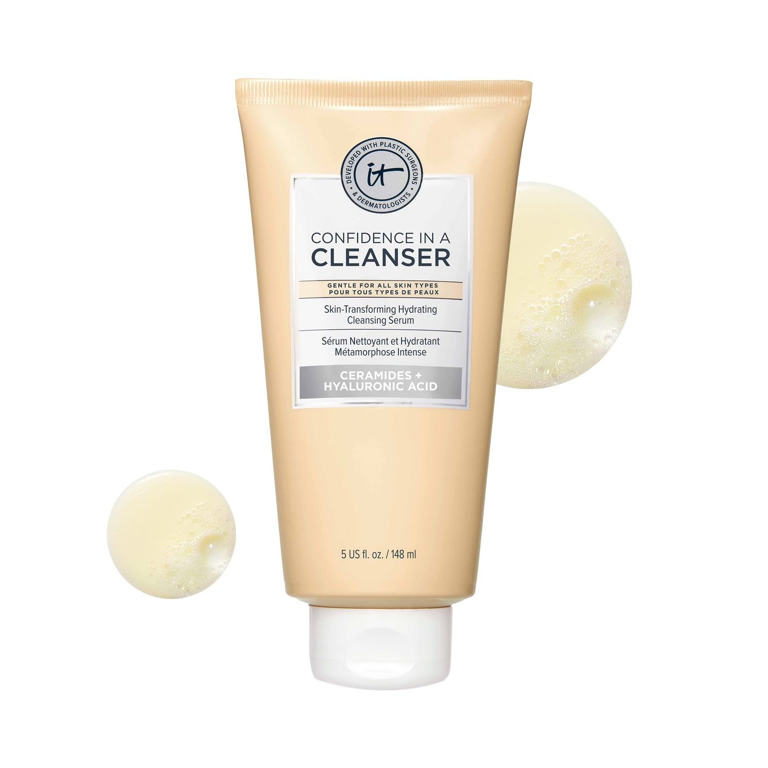 IT Cosmetics Confidence in a Cleanser - Hydrating Face Wash With Hyaluronic Acid &amp; Ceramides - Supports Skin Barrier - Removes Makeup, Oil, and SPF - All Skin Types