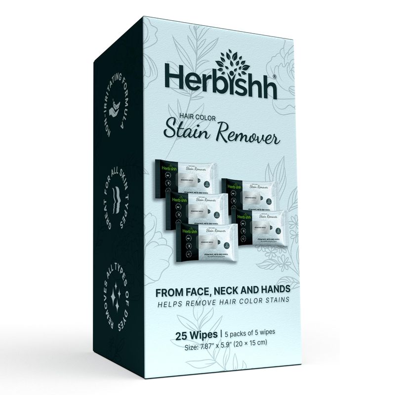 Herbishh Hair Color Stain Remover Wipes - Gentle Formula for Dye Cleanup, Skin-Friendly Travel Pack (Pack of 5)