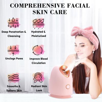 Pjordo Facial Steamer Spa Kit with 17 Skin Care Tools, Nano Ionic Face Steamer for Deep Cleaning Unclogs Pores, Warm Mist Humidifier Steamer for Face Home Sauna SPA, Self Care Gifts for Women