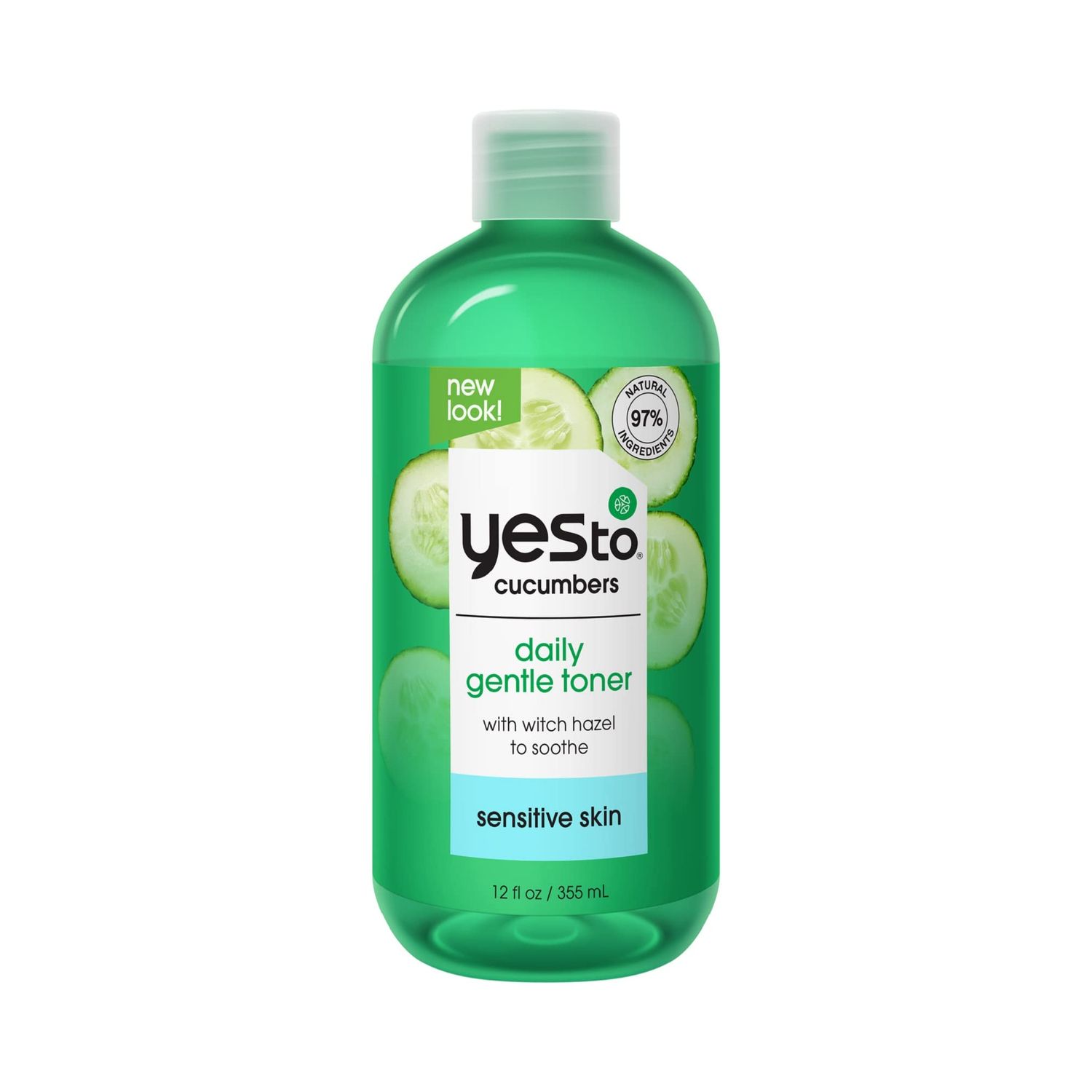 Yes To Cucumbers, Soothing + Calming Toner 12 Fl Oz, Sensitive Skin, Balance Tone, Hydrate, Nourish &amp; Calm Skin Witch Hazel + Aloe Vera, Vegan, 97% Natural