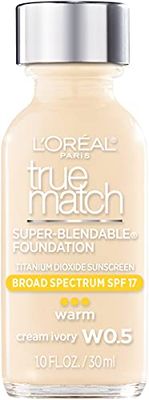 L&#39;Oreal Paris Makeup True Match Super-Blendable Liquid Foundation, Cream Ivory W0.5, 1 Fl Oz,1 Count