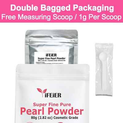 iFEiER Pure Freshwater Pearl Powder for Skincare and Homemade Cosmetics Grade. 80g(2.82oz) SuperFine Pearl Powder for DIY lotions | creams | serums | making face mask, Natural and Oranic