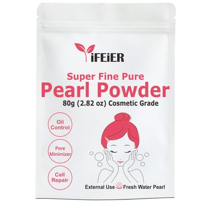iFEiER Pure Freshwater Pearl Powder for Skincare and Homemade Cosmetics Grade. 80g(2.82oz) SuperFine Pearl Powder for DIY lotions | creams | serums | making face mask, Natural and Oranic