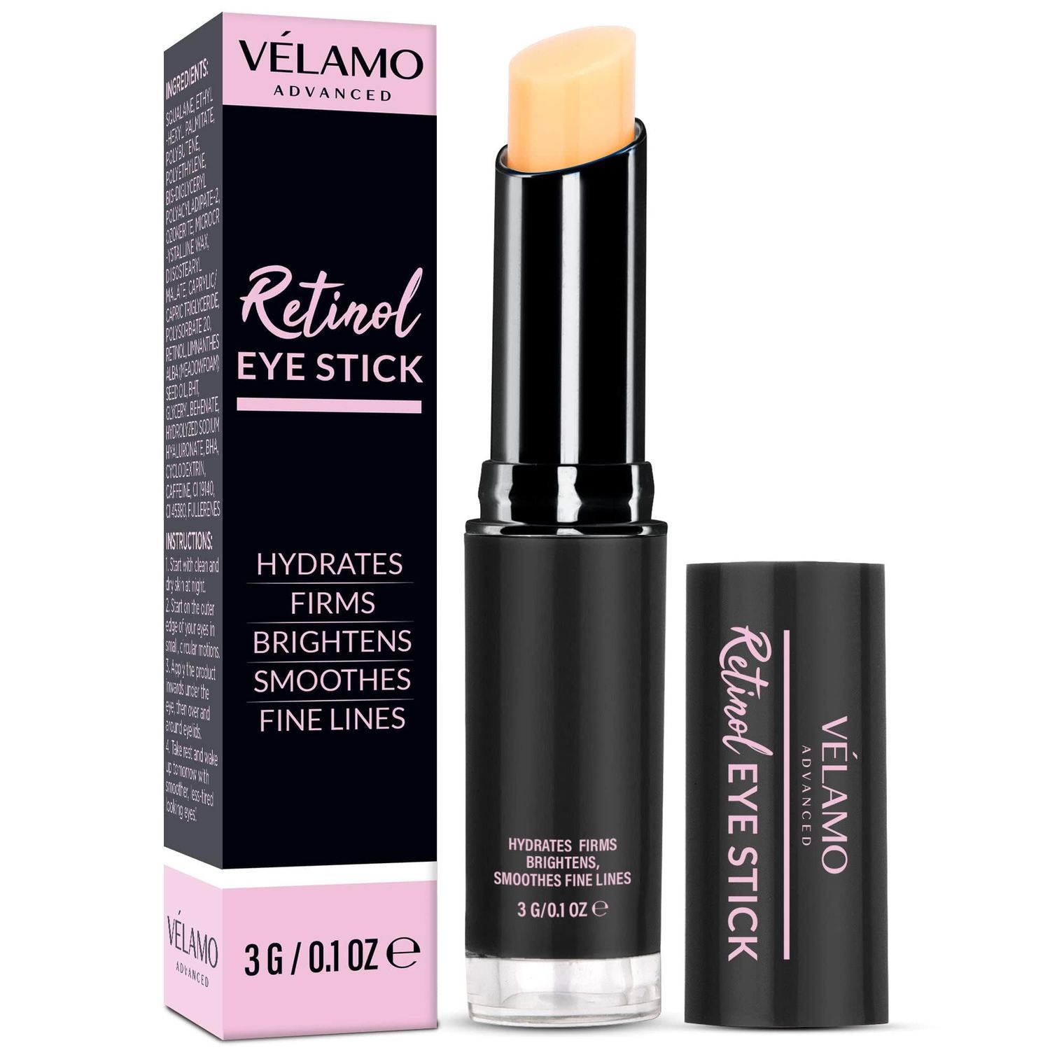 VELAMO ADVANCED Retinol Eye Stick: Caffeine Eye Cream Anti Aging - Retinol Eye Cream for Dark Circles and Puffiness - Visibly Reduces Fine Lines Wrinkles Eye Bags in 3-4 Week 0.1 OZ / 3G