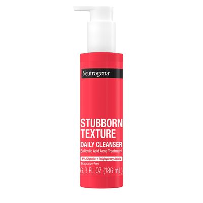 Neutrogena Stubborn Texture Daily Acne Facial Cleanser, Salicylic Acid Face Wash + Glycolic &amp; Polyhydroxy Acids, Fragrance-Free, 6.3 fl. oz
