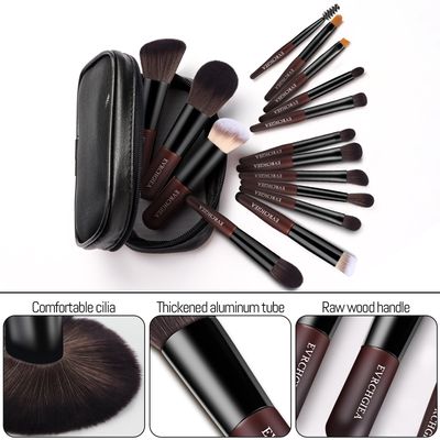 Travel Makeup Brush Set, 15 pcs Mini Makeup Brushes and 2 Puff for Foundation, Powder, Eyeshadow, Highlight, Contour, Blush &amp; Concealer, Small Makeup Brush Set Purse Size with Case