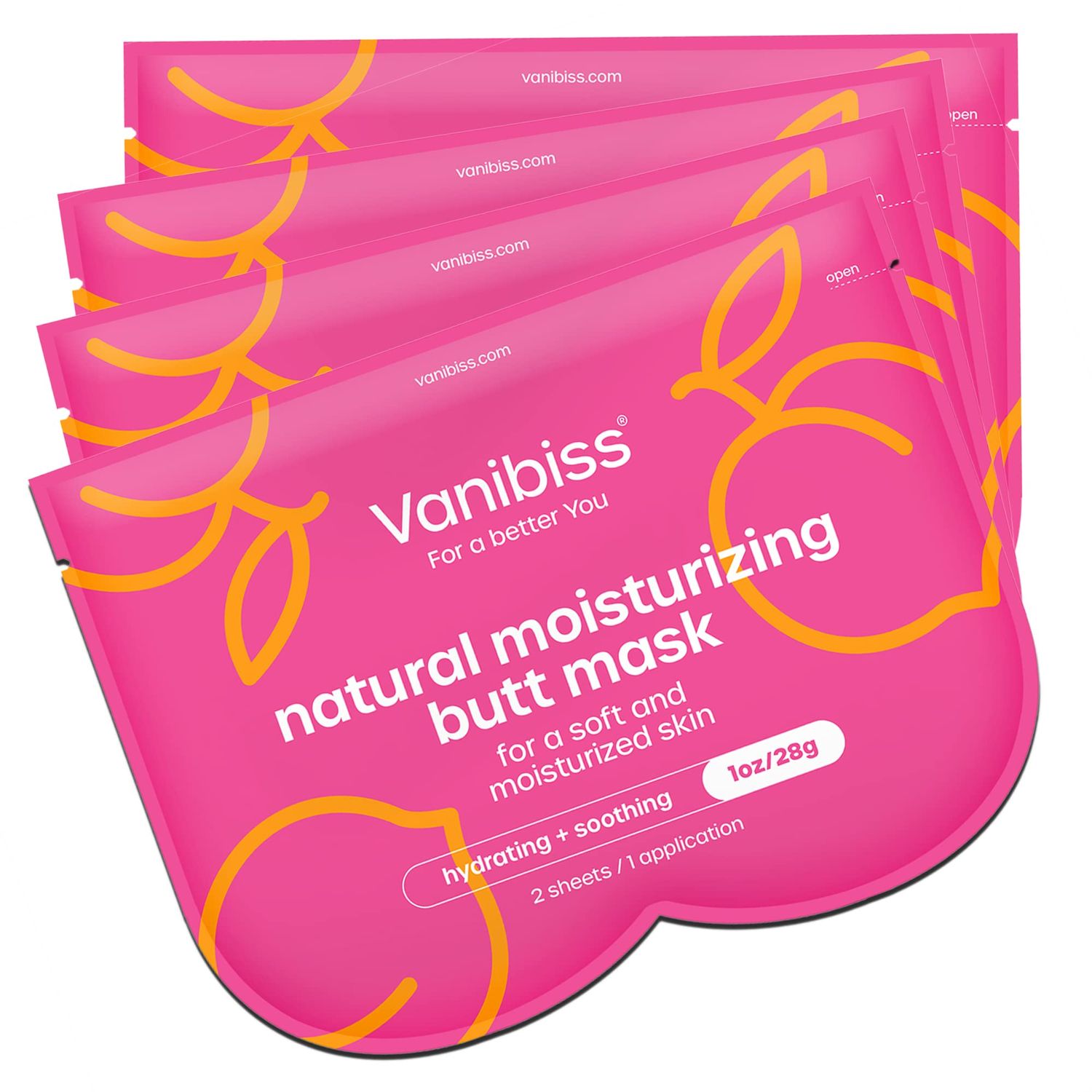 Vanibiss Butt Mask - Moisturizing Butt Mask for Women - Hydrating &amp; Soothing Beauty Mask for Your Bum - Collagen Mask Skincare for Buttocks (4 Pack)