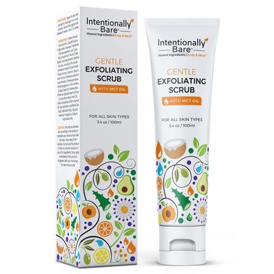Intentionally Bare Gentle Face Scrub - Pro-Aging Facial Scrub with MCT Oil - Face Exfoliator Scrub for Women Dry Skin - Exfoliating Scrub for Women - Face Scrub Exfoliator for All Skin Types - 3.4oz