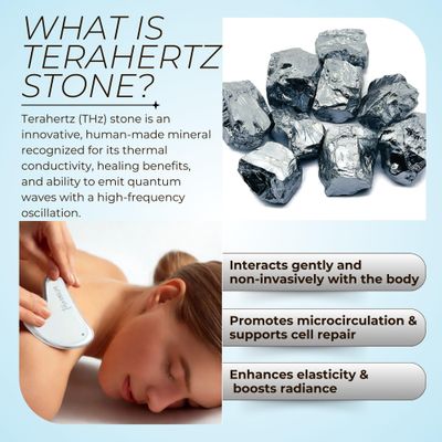 TeraSCULPT Terahertz Gua Sha Tool | Guasha Stone for Lymphatic Drainage, Face &amp; Body Sculpting | Reduces Tension &amp; Puffiness | Natural Skincare Massage Scraper for Womens Beauty Routine