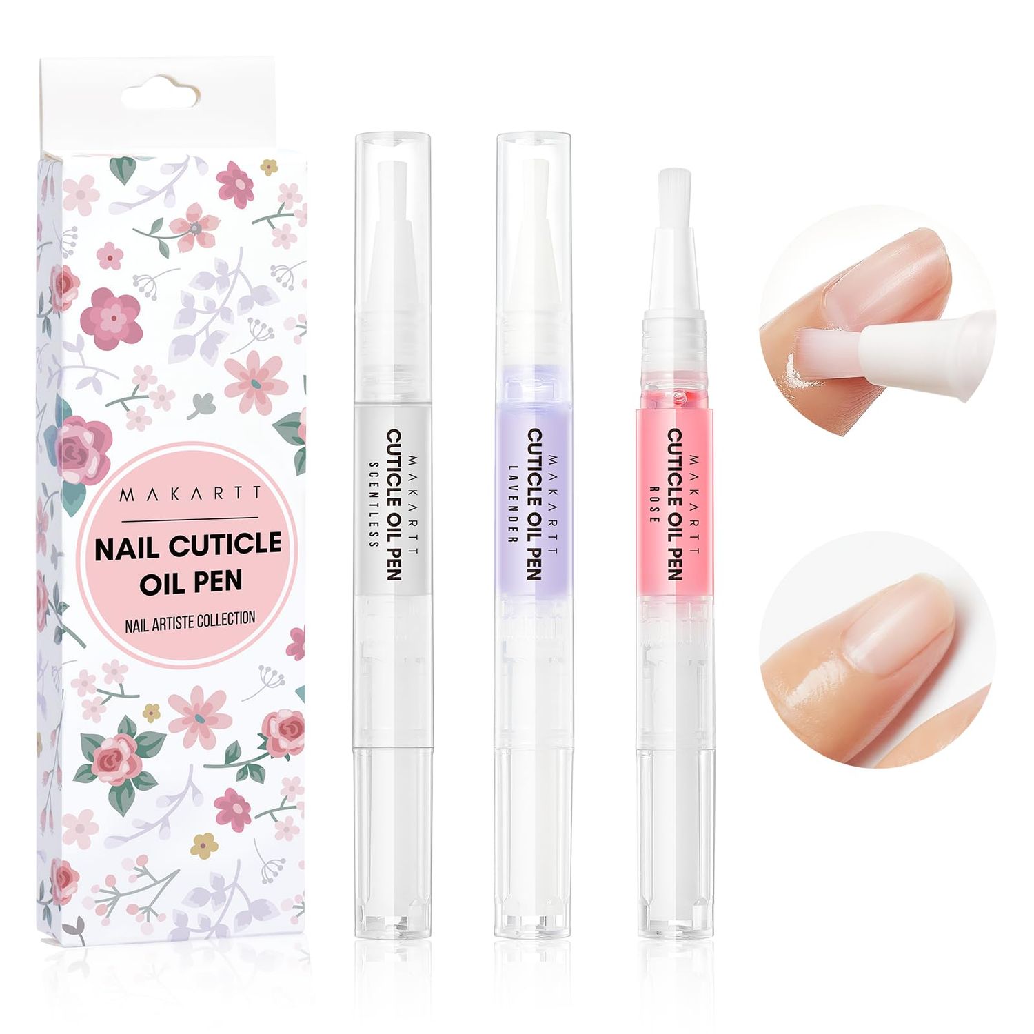 Makartt 3PCS Cuticle Oil Pen Nail Care Set, 5ML Nails Revitalizer &amp; Moisturizer with Vitamin E, Cuticles Oils Kit for Manicure &amp; Pedicure Use