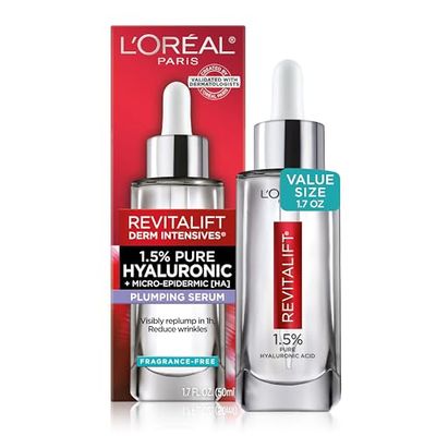 L&#39;Oreal Paris Revitalift 1.5% Pure Hyaluronic Acid Face Serum, Hydrate &amp; Reduce Wrinkles, Fragrance Free 1.7 oz