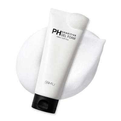 SAMU pH Sensitive Gel Foam - Daily Gel Face Cleanser with Hyaluronic Acid, Ceramides &amp; CICA - Korean Skin Care for Sensitive Skin, Gentle Face Wash Foaming Cleanser - 5.07 Fl oz.