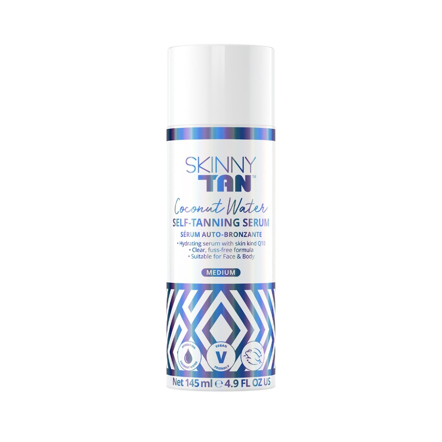 Skinny Tan Coconut Water Self Tanning Serum - Colorless, No Transfer, Clear Self Tanner with Vanilla Scent - Blends Easily and Hydrates Skin - Non Sticky and Fast Absorbing - Medium Self Tan - 4.9 oz