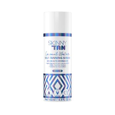 Skinny Tan Coconut Water Self Tanning Serum - Colorless, No Transfer, Clear Self Tanner with Vanilla Scent - Blends Easily and Hydrates Skin - Non Sticky and Fast Absorbing - Medium Self Tan - 4.9 oz